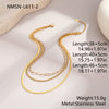 Wholesale Women's Geometric Stainless Steel And 18K Gold Electroplated Layered Necklaces With Snake Bone And Paperclip Chains
