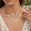 Wholesale Women's Geometric Stainless Steel And 18K Gold Electroplated Layered Necklaces With Snake Bone And Paperclip Chains