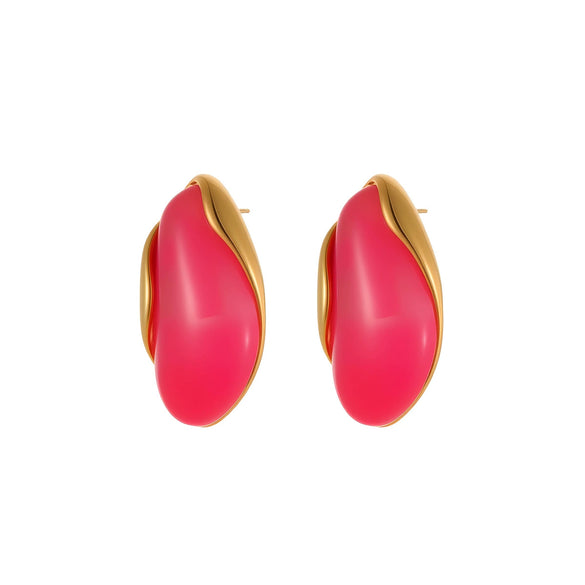 Wholesale Women's Geometric Stainless Steel And Resin Electroplated Earrings