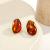 Wholesale Women's Geometric Stainless Steel And Resin Electroplated Earrings