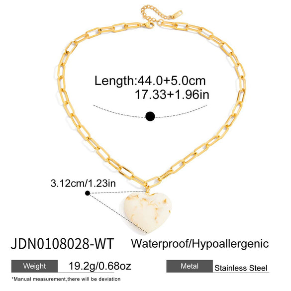 Wholesale Women's Geometric Stainless Steel And Resin Electroplated Pendant Necklace