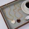Wholesale Women's Geometric Stainless Steel And Resin Electroplated Pendant Necklace