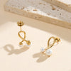 Wholesale Women's Geometric Stainless Steel And 925 Silver Electroplated Cross Pearl Earrings