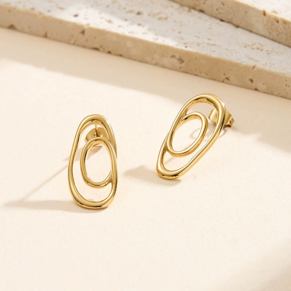 Wholesale Women's Geometric Stainless Steel And 925 Silver Electroplated Earrings With Original Design