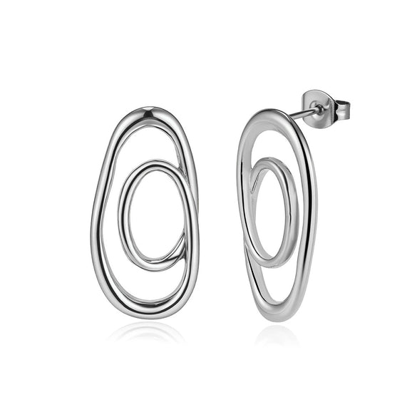 Wholesale Women's Geometric Stainless Steel And 925 Silver Electroplated Earrings With Original Design