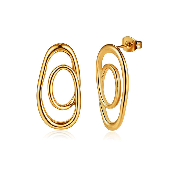 Wholesale Women's Geometric Stainless Steel And 925 Silver Electroplated Earrings With Original Design