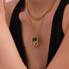 Wholesale Women's Geometric 316L Stainless Steel And 316L Stainless Steel Double Layer Clavicle Pendant Necklace With Electroplating Design Hip Hop Style