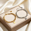 Wholesale Women's Geometric Stainless Steel And Titanium Steel Doublelayer Chain Bracelet With Vacuum Plating
