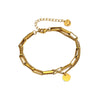Wholesale Women's Geometric Stainless Steel And Titanium Steel Doublelayer Chain Bracelet With Vacuum Plating