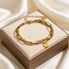 Wholesale Women's Geometric Stainless Steel And Titanium Steel Doublelayer Chain Bracelet With Vacuum Plating