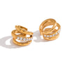 Wholesale Women's Geometric Stainless Steel And Titanium Steel Ear Clip Earrings With Vacuum Real Gold Plating