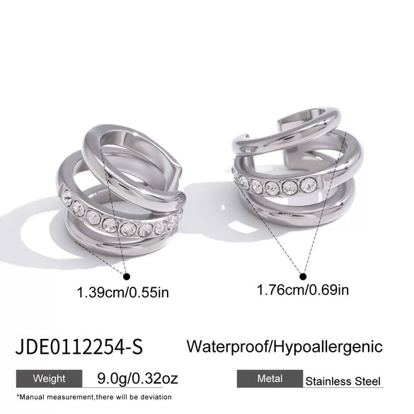 Wholesale Women's Geometric Stainless Steel And Titanium Steel Ear Clip Earrings With Vacuum Real Gold Plating