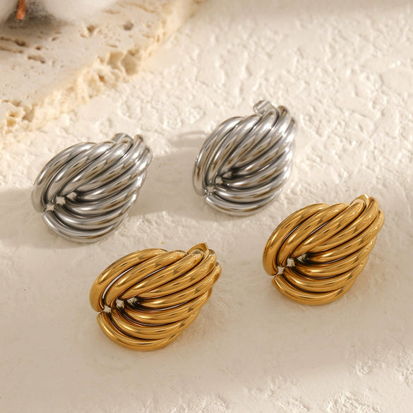 Wholesale Women's Geometric Stainless Steel And Titanium Steel Earrings With Pvd Furnace Vacuum Real Gold Plating