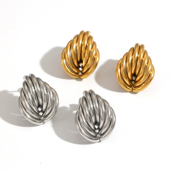 Wholesale Women's Geometric Stainless Steel And Titanium Steel Earrings With Pvd Furnace Vacuum Real Gold Plating