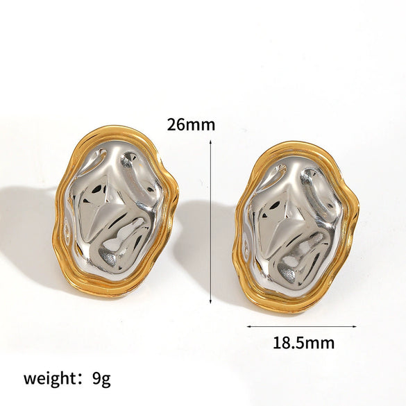 Wholesale Women's Geometric Stainless Steel And Titanium Steel Earrings With Pvd Furnace Vacuum Real Gold Plating