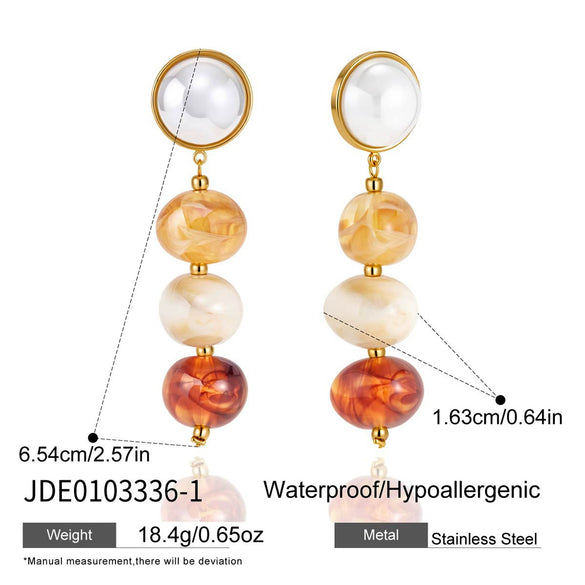 Wholesale Women's Geometric Stainless Steel And Titanium Steel Earrings With Pvd Furnace Vacuum Real Gold Plating