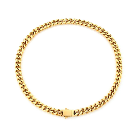 Wholesale Women's Geometric Stainless Steel And Titanium Steel Electroplated Cuban Chain Bracelet And Necklace Combination