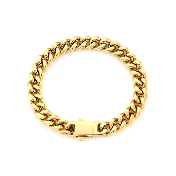 Wholesale Women's Geometric Stainless Steel And Titanium Steel Electroplated Cuban Chain Bracelet And Necklace Combination