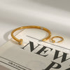 Wholesale Women's Geometric Stainless Steel And Titanium Steel Electroplated Jewelry Necklace Bracelet Ring
