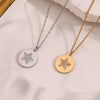 Wholesale Women's Geometric Stainless Steel And Titanium Steel Electroplated 18K Gold Round And Five Pointed Star Necklace Pendant