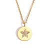 Wholesale Women's Geometric Stainless Steel And Titanium Steel Electroplated 18K Gold Round And Five Pointed Star Necklace Pendant