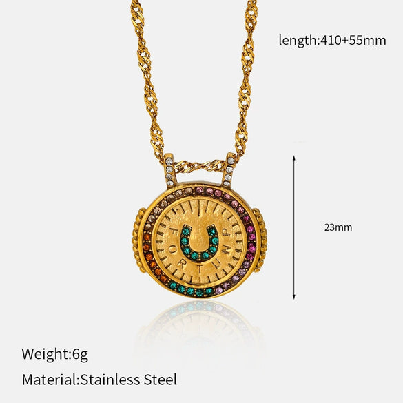 Wholesale Women's Geometric Stainless Steel And Titanium Steel Electroplated Oshaped Chain Necklace