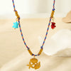 Wholesale Women's Geometric Stainless Steel And Titanium Steel Electroplated Pendant Woven Clavicle Chain Necklace