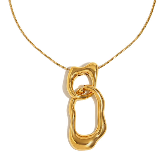 Wholesale Women's Geometric Stainless Steel And Titanium Steel Electroplated Ring Pendant Necklace