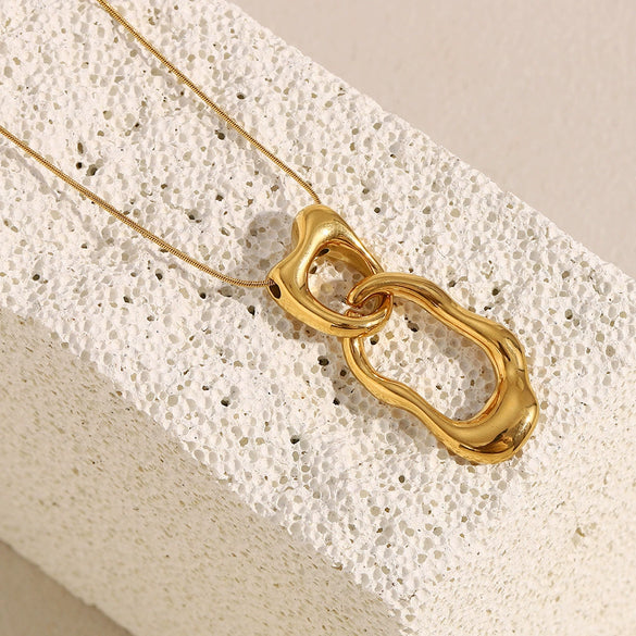 Wholesale Women's Geometric Stainless Steel And Titanium Steel Electroplated Ring Pendant Necklace