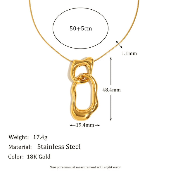 Wholesale Women's Geometric Stainless Steel And Titanium Steel Electroplated Ring Pendant Necklace