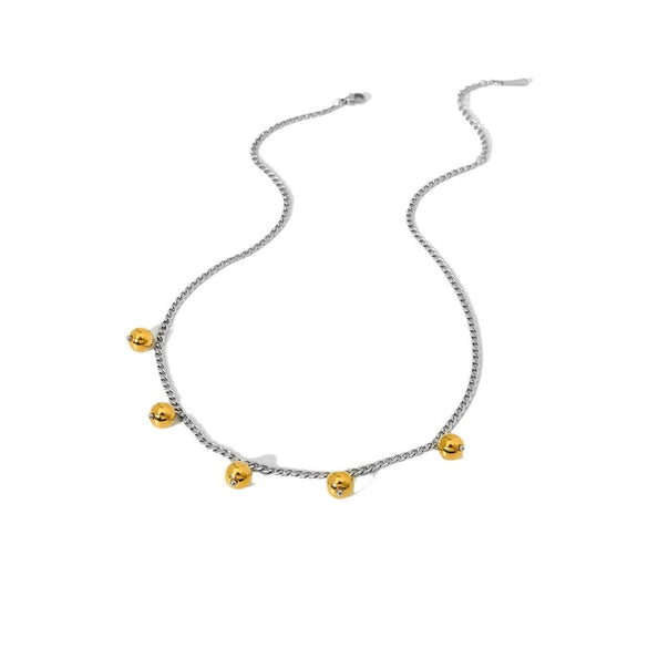 Wholesale Women's Geometric Stainless Steel And Titanium Steel Electroplated Round Bead Pendant Necklace With Ball Chain