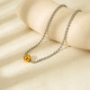 Wholesale Women's Geometric Stainless Steel And Titanium Steel Electroplated Round Bead Pendant Necklace With Ball Chain