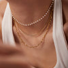 Wholesale Women's Geometric Stainless Steel And Titanium Steel Electroplated Threelayer Stacked Necklace