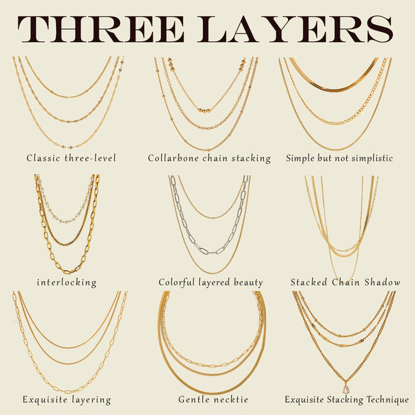 Wholesale Women's Geometric Stainless Steel And Titanium Steel Electroplated Threelayer Stacked Necklace
