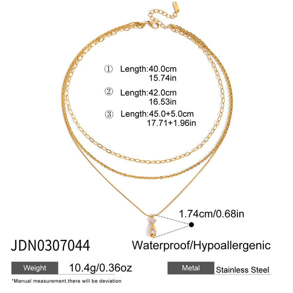 Wholesale Women's Geometric Stainless Steel And Titanium Steel Electroplated Threelayer Stacked Necklace