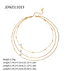 Wholesale Women's Geometric Stainless Steel And Titanium Steel Electroplated Threelayer Stacked Necklace
