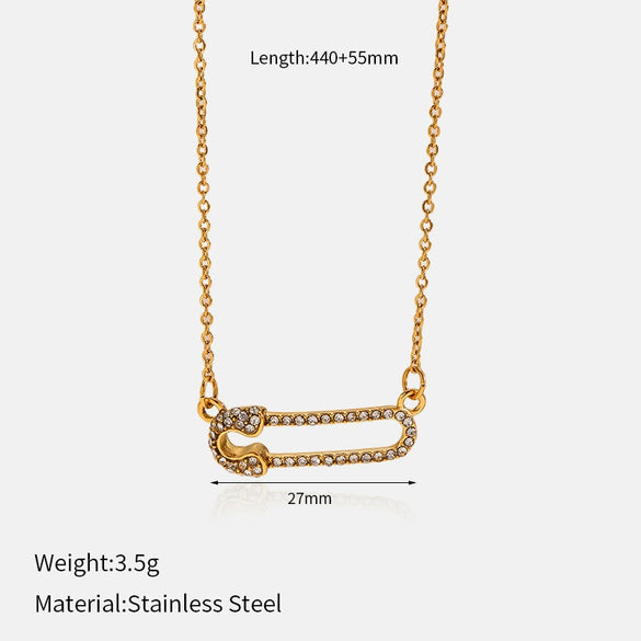 Wholesale Women's Geometric Stainless Steel And Titanium Steel Electroplated Water Wave Chain Necklace