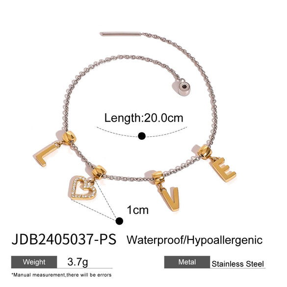 Wholesale Women's Geometric Stainless Steel And Titanium Steel Jewelry Letter Necklace Earrings Plain Ring Bow Contrast Color Bracelet With Electroplating