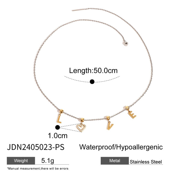 Wholesale Women's Geometric Stainless Steel And Titanium Steel Jewelry Letter Necklace Earrings Plain Ring Bow Contrast Color Bracelet With Electroplating