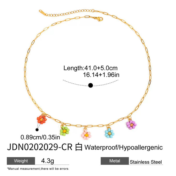 Wholesale Women's Geometric Stainless Steel And Titanium Steel Plants Flowers Pendant Necklace With Electroplating
