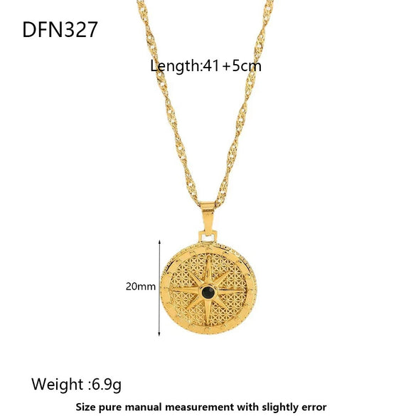 Wholesale Women's Geometric Stainless Steel And Titanium Steel Star Pendant Necklace With 18K Gold Plating And Water Wave Chain