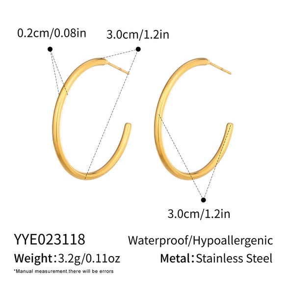 Wholesale Women's Geometric Stainless Steel And Titanium Steel Vacuum Real Gold Plated Hoop Earrings