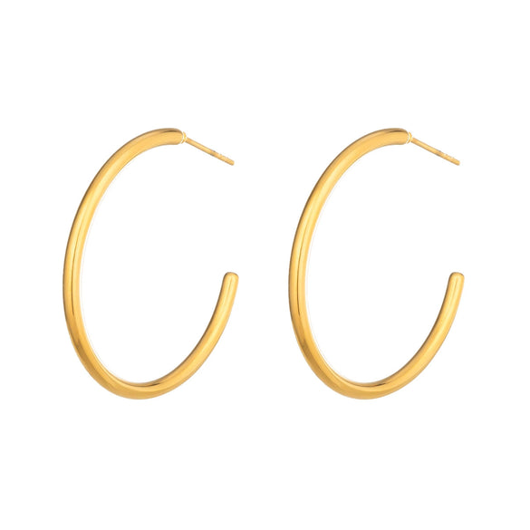 Wholesale Women's Geometric Stainless Steel And Titanium Steel Vacuum Real Gold Plated Hoop Earrings
