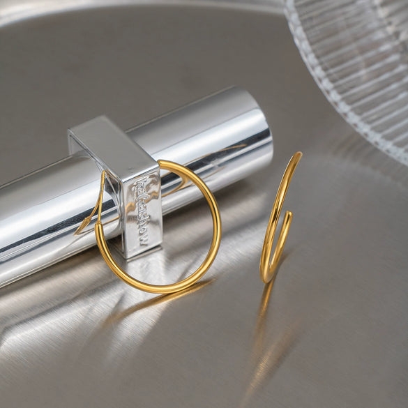 Wholesale Women's Geometric Stainless Steel And Titanium Steel Vacuum Real Gold Plated Hoop Earrings