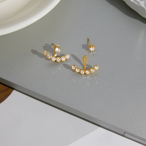 Wholesale Women's Geometric Stainless Steel And Titanium Steel Vacuum Real Gold Plated Stud Earrings
