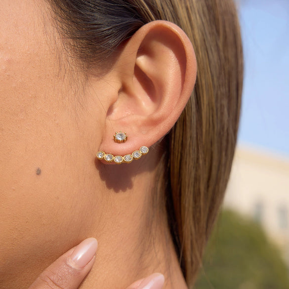 Wholesale Women's Geometric Stainless Steel And Titanium Steel Vacuum Real Gold Plated Stud Earrings