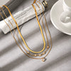 Wholesale Women's Geometric Stainless Steel And Zircon Electroplated Multilayered Necklaces