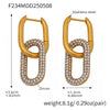 Wholesale Women's Geometric Stainless Steel And Zircon Ferris Wheel Oval Detachable Real Goldplated Earrings With Microencrusted Zircon