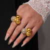 Wholesale Women's Geometric Stainless Steel And Zircon Ring With 18K Gold Plating