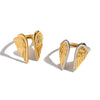 Wholesale Women's Geometric Stainless Steel Angel Wings Open Ring With Pvd Furnace Vacuum Real Gold Plating Hiphop Rock Jewelry